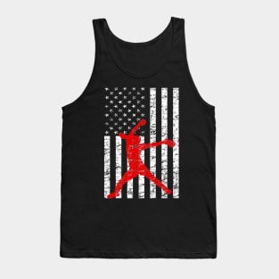 American Flag Girls Softball Player Tank Top